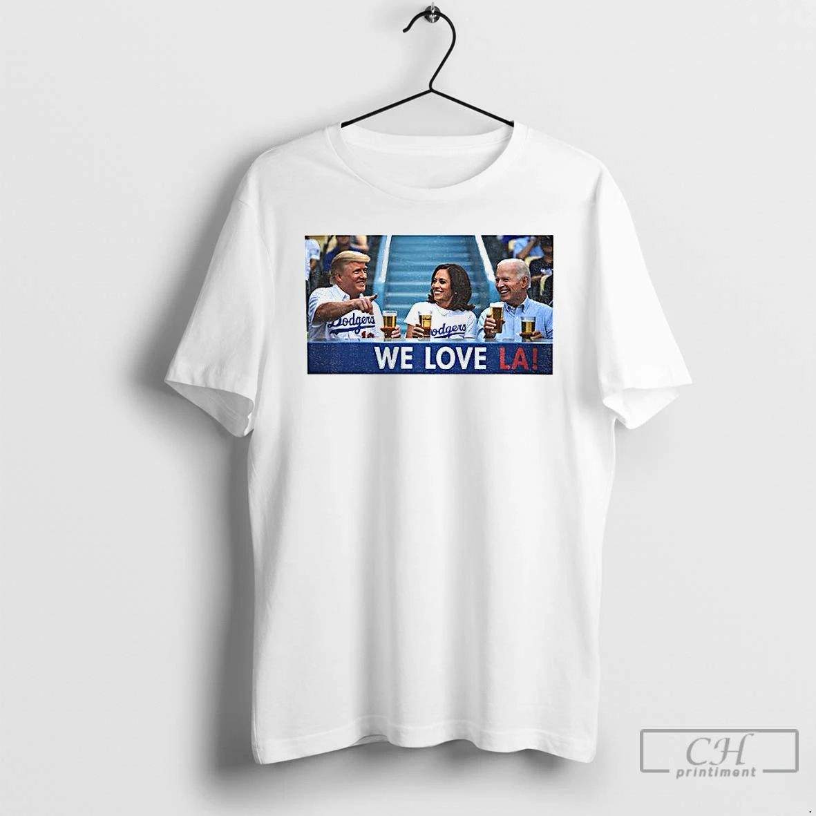 Premium Trump Biden Kamala At Dodger Stadium We Love La Dodgers T Shirts Unisex