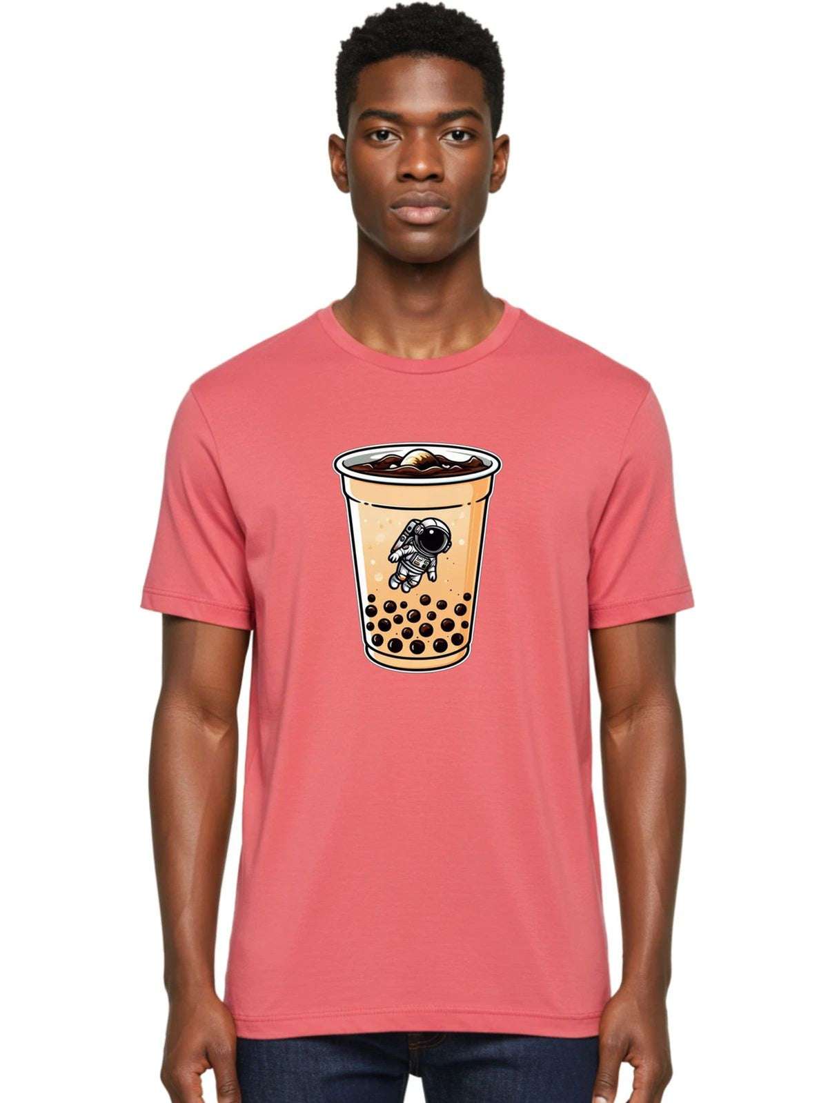 Astronaut-Boba-Tea-2 Mens Graphic Tee, 100% Cotton, Casual Summer Wear Unisex