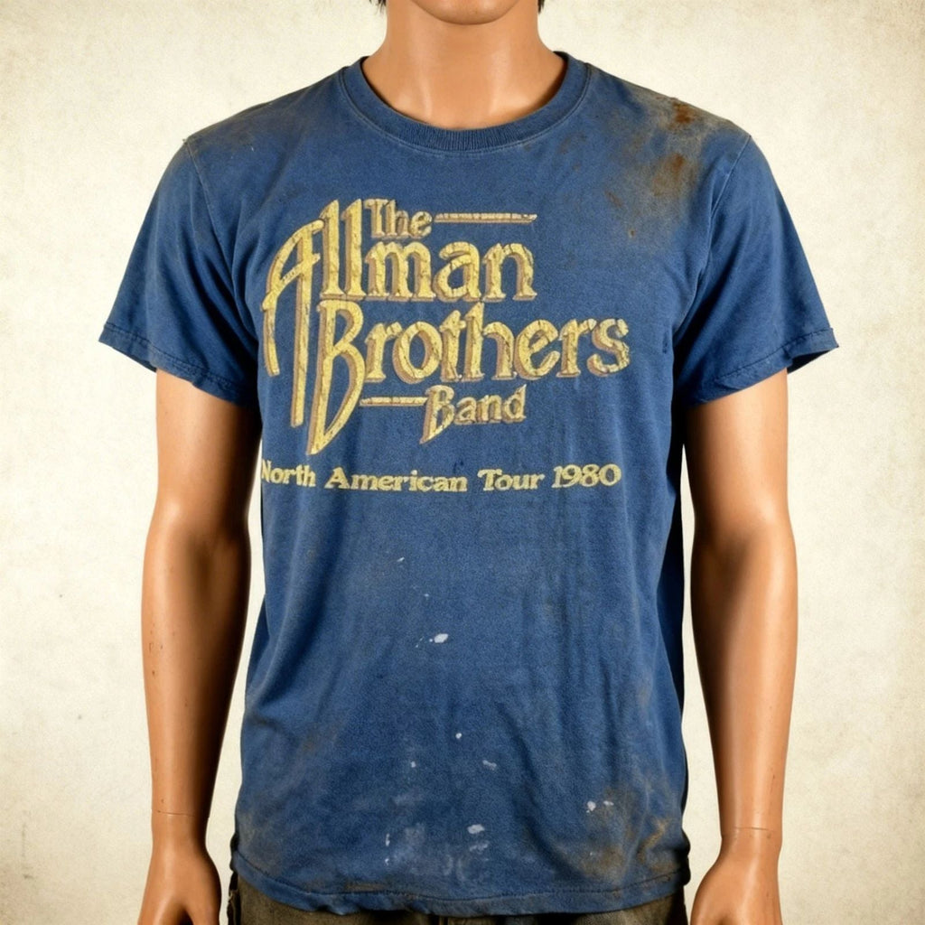 REMAKE The Allman Brothers band Tour 1980 Navy T shirt vtg Unisex