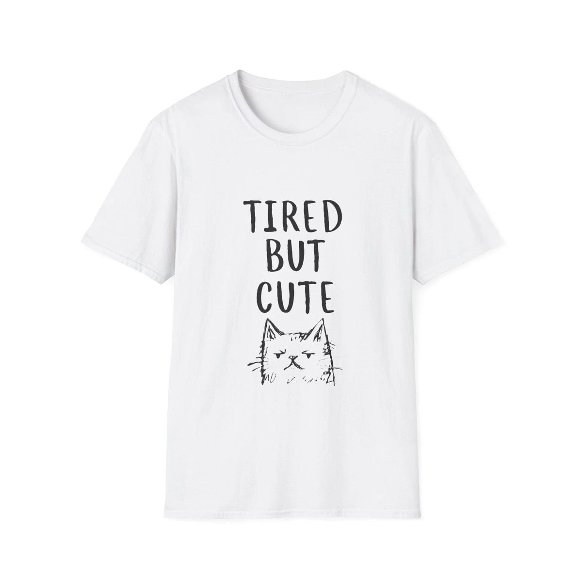 Tired But Cute Cat , Funny Cat Tee, Unisex Softstyle Unisex