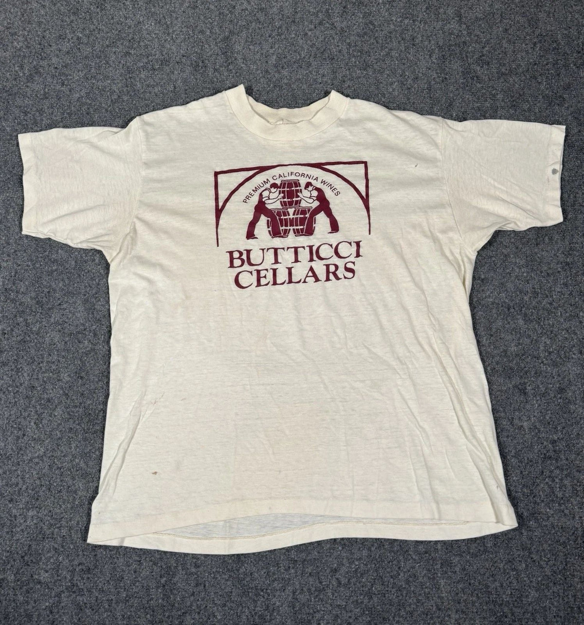 Vintage Wright's Shirt Mens XL White Premium California Wines Tee 80s Flawed Unisex