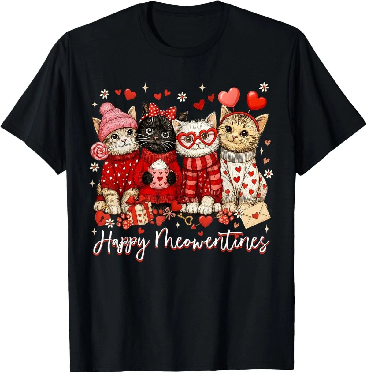 Happy Meowentines Cute Valentine Cat Lovers Girls Women Unisex