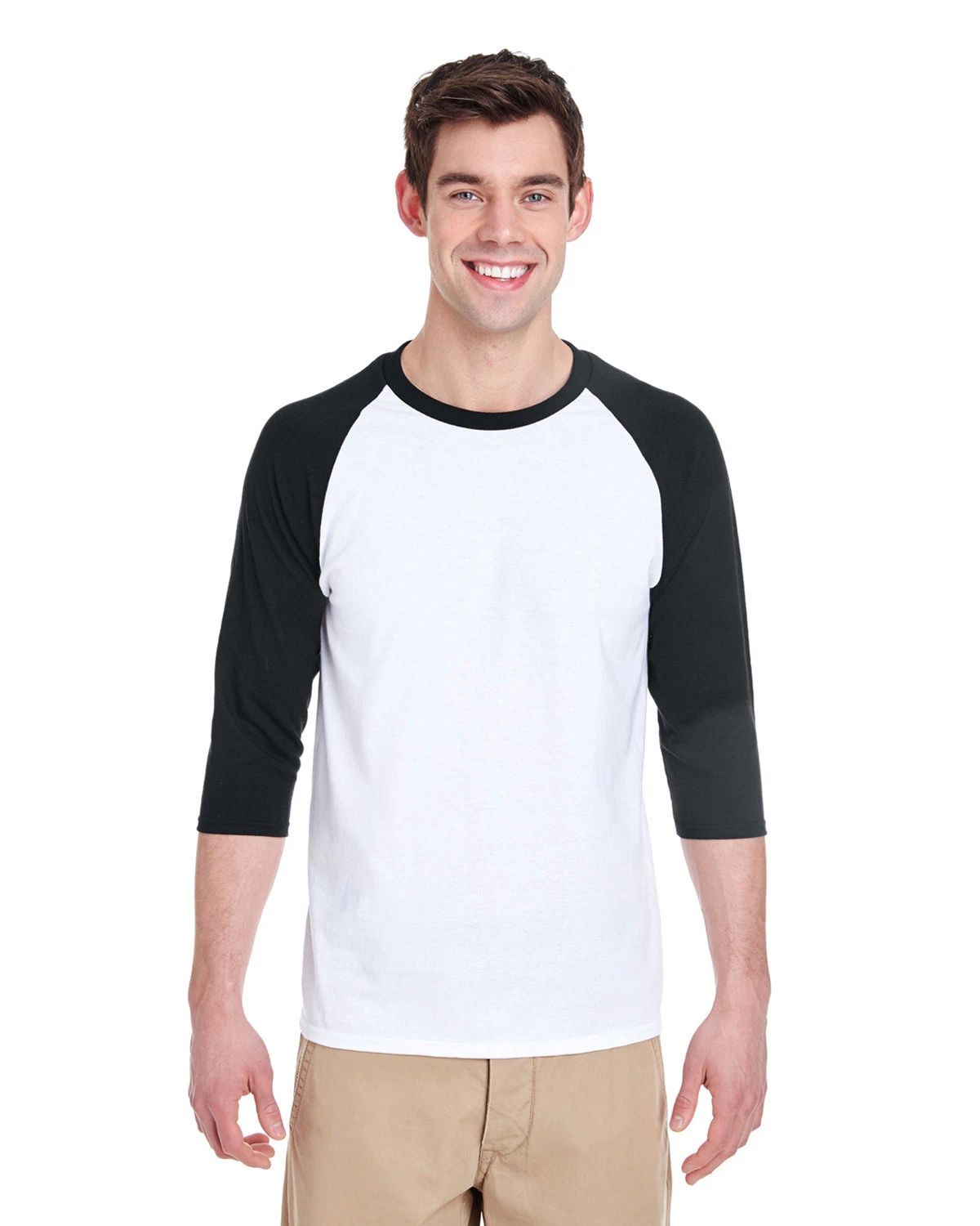 Gildan Adult Heavy Cotton Three-Quarter Raglan Sleeve Stylish Plain T Shirt G570 Unisex