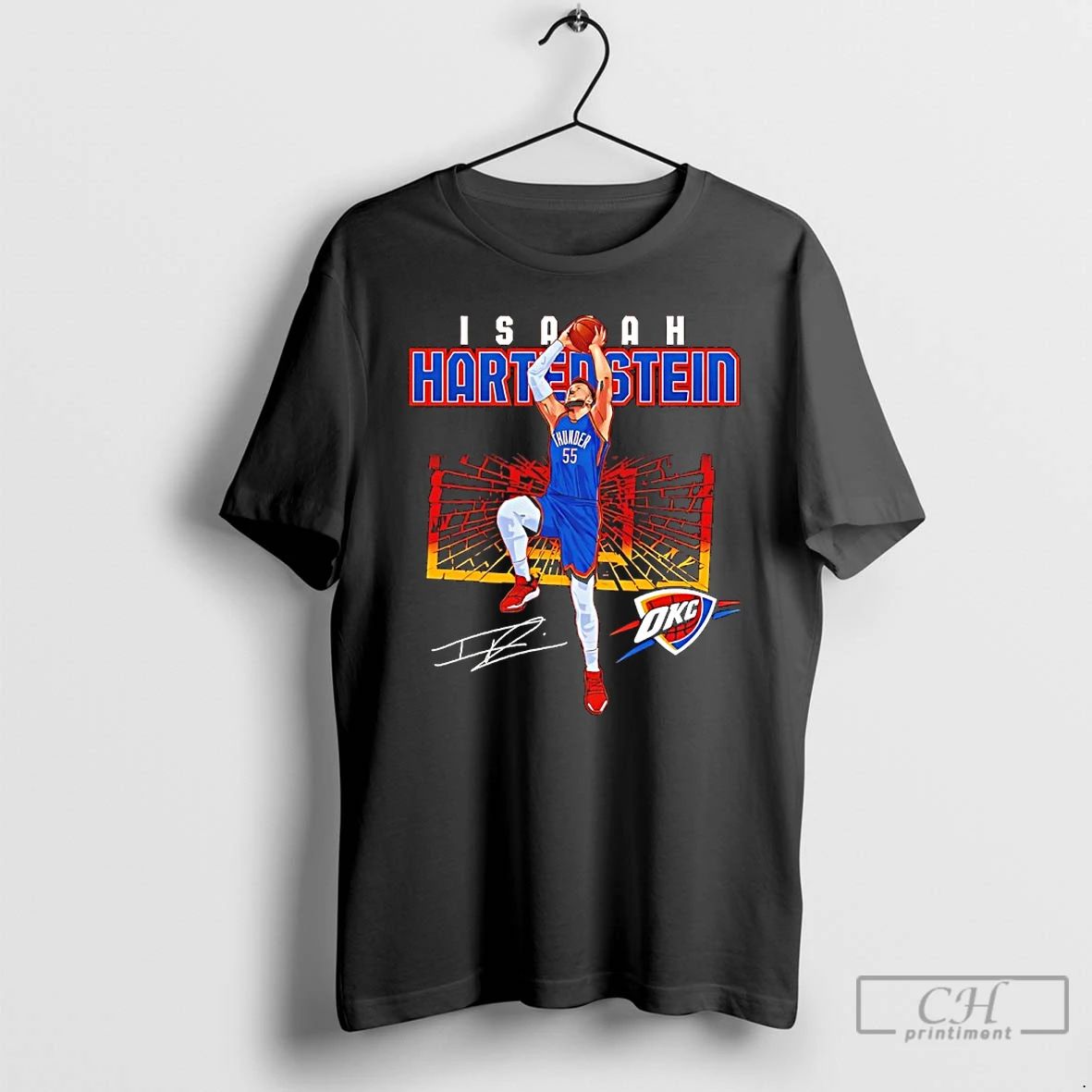 Premium Isaiah Hartenstein Oklahoma City Thunder Shattered Flag Signature T Shirts Unisex
