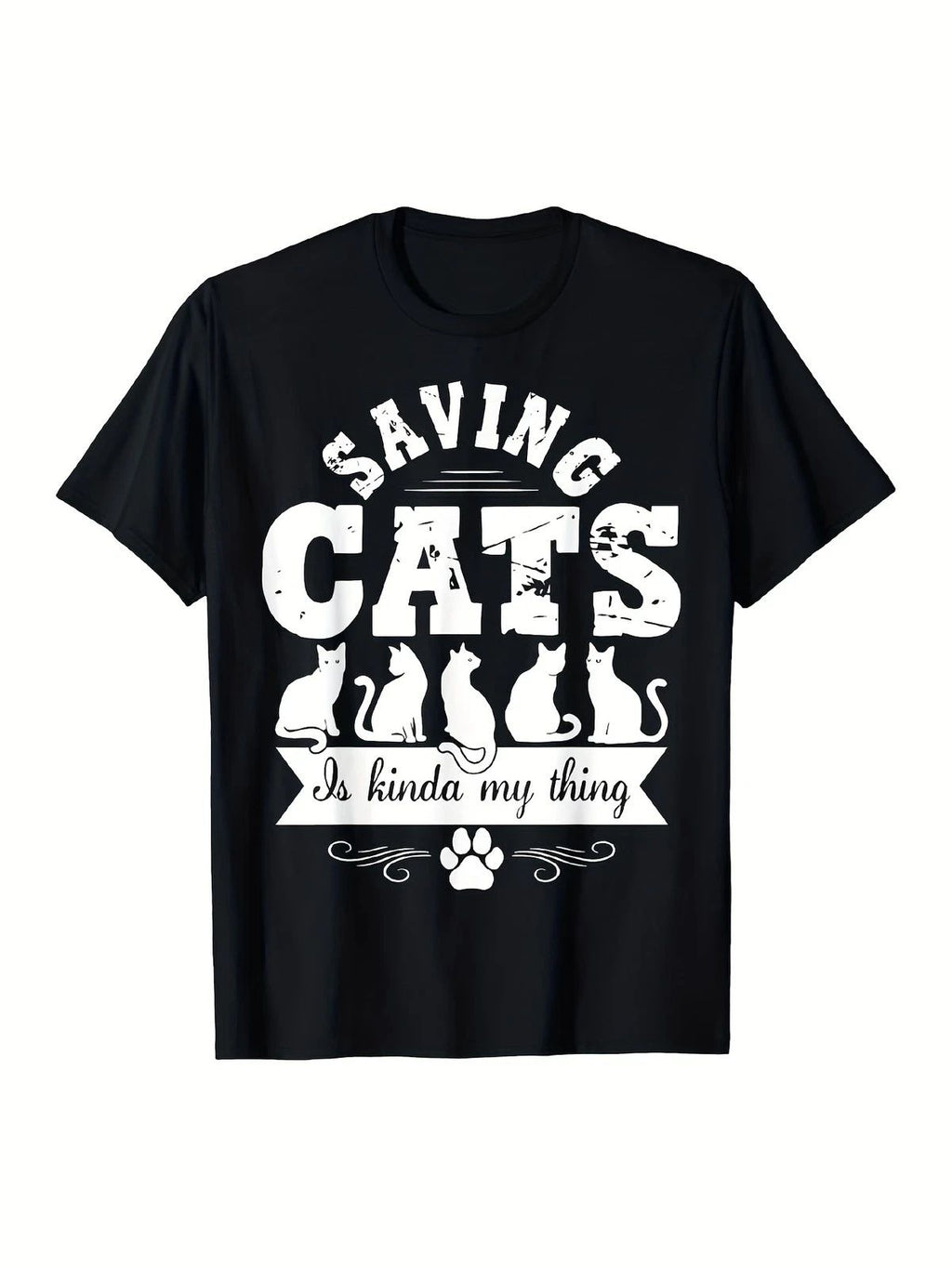 Men's Ng Cats Is Kinda My Thing Graphic Tee Funny Cat Rescue Shirt w/Bold Typogr Unisex