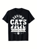 Men's Ng Cats Is Kinda My Thing Graphic Tee Funny Cat Rescue Shirt w/Bold Typogr Unisex