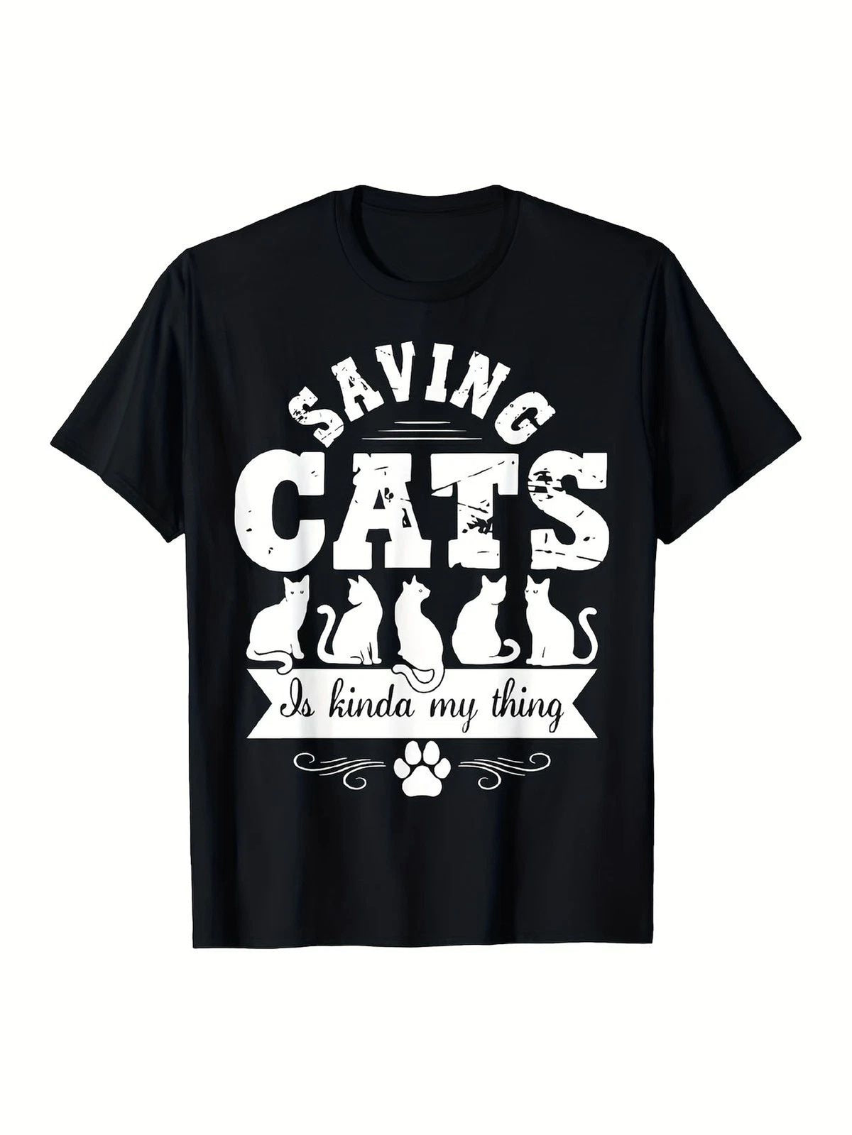 Men's Ng Cats Is Kinda My Thing Graphic Tee Funny Cat Rescue Shirt w/Bold Typogr Unisex