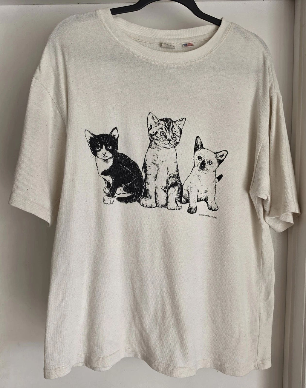 Power to the People Japan Kitten Tee - Vintage Aesthetic - Slub Cotton - M Unisex