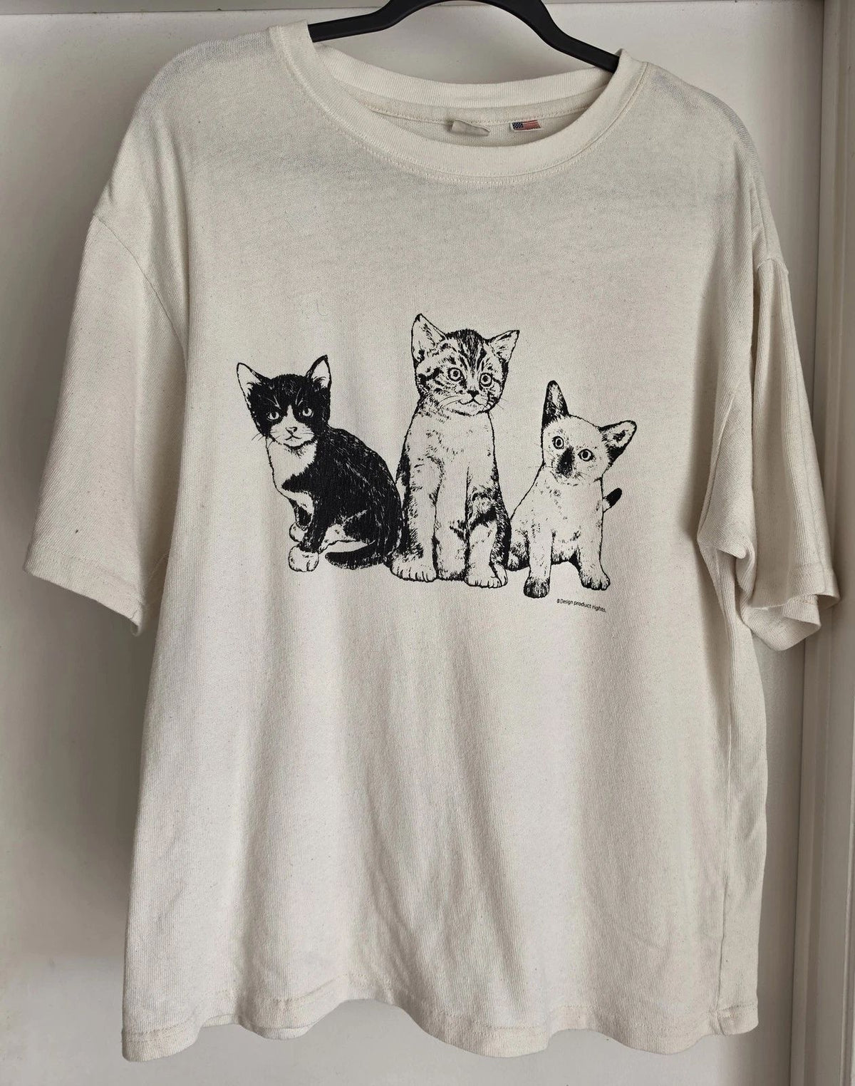 Power to the People Japan Kitten Tee - Vintage Aesthetic - Slub Cotton - M Unisex
