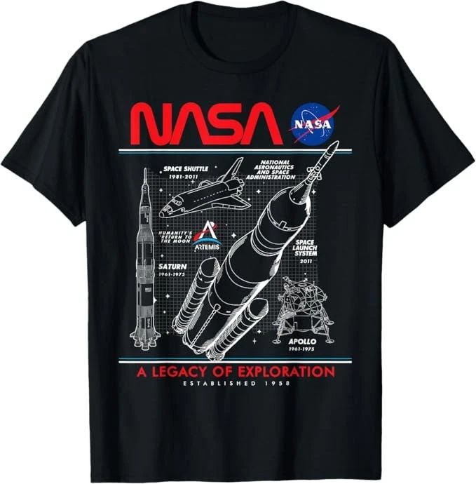 NASA Space Shuttle SLS Saturn V Apollo Lunar Schematic S-3XL Unisex