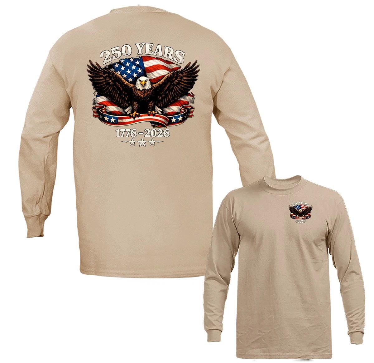 250 Years of American Independence Day US Flag 4th of July Patriotic Long Sleeve Unisex