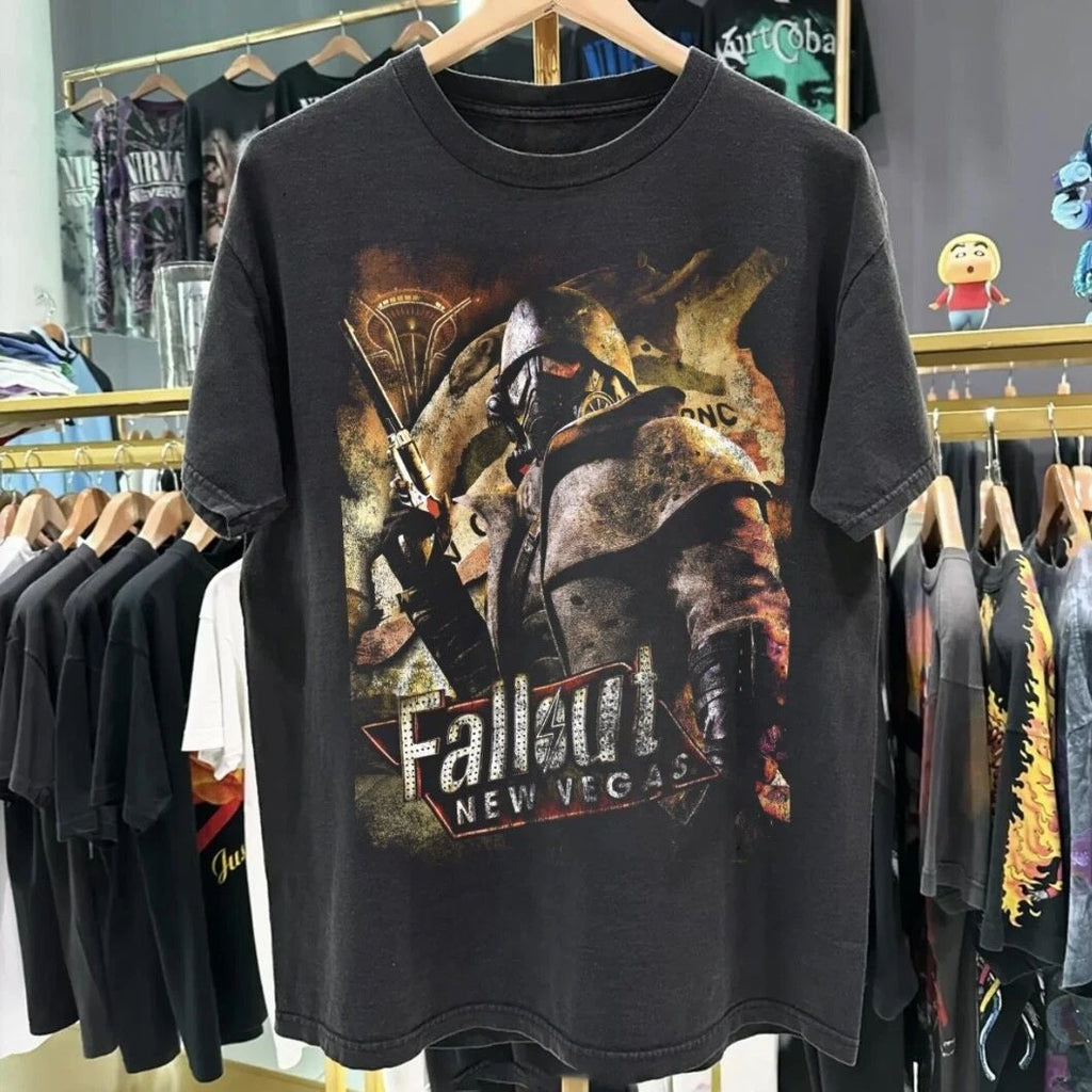 Fallout New Vegas T Shirt Grunge Y2K Vintage 2010 Graphic Gamer Emo Tapout Jnco Unisex