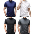 Men Mock Neck Short Sleeve Cotton Tops Tees Basic Undershirt Casual Top Unisex