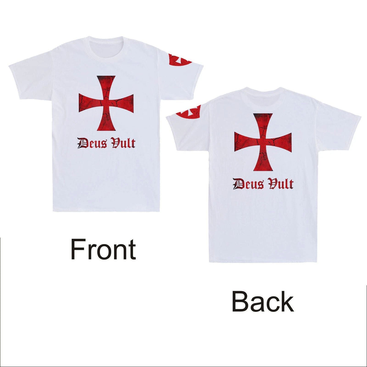 Deus Vult Knights Templar Cross Crusader Front &Back Print Vintage Men's Unisex