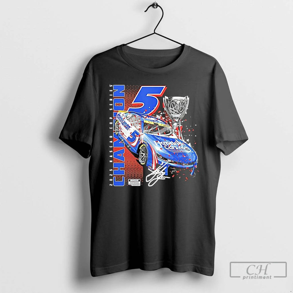 Classic Kyle Larson 2025 Nascar Cup Series Champion Car Signature T Shirts Unisex