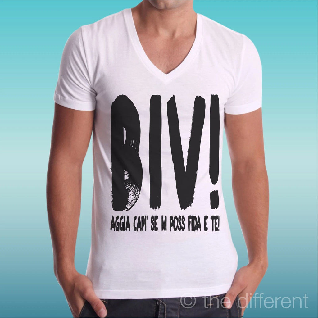 Man V Neck Sentence Gomorra " Biv ! " Gift Idea Road To Happiness Unisex