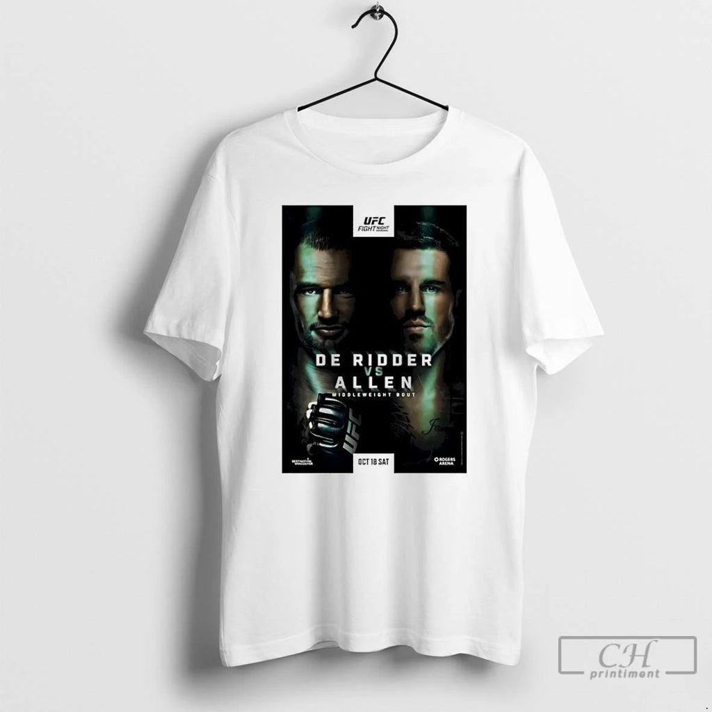 Classic Ufc Fight Night De Ridder Vs Allen Autographed Event T Shirts Unisex