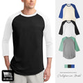 Mens Soft Cotton Raglan 3/4 Sleeve T Shirt Baseball Tee Active Casual Team Unisex