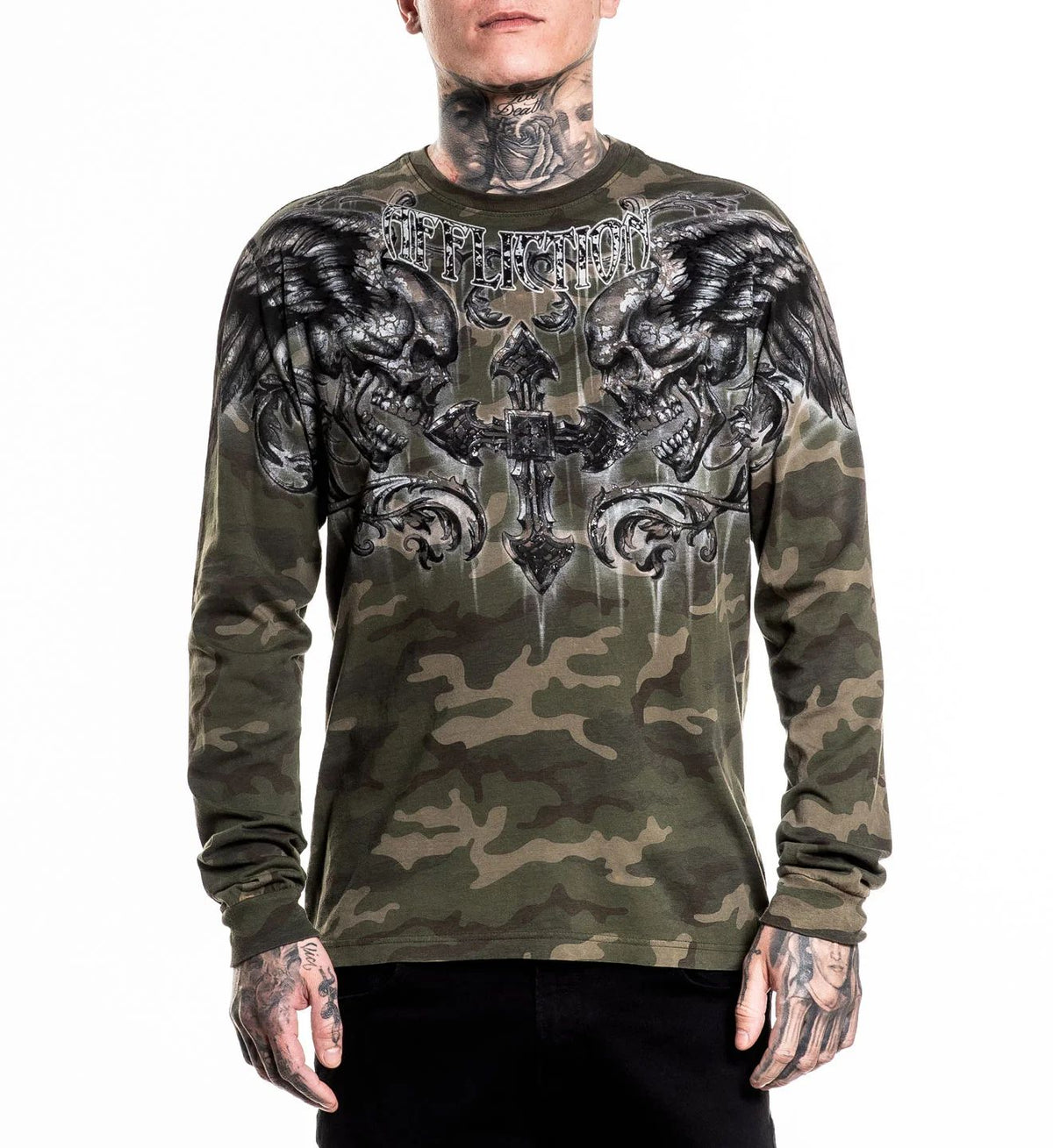 Affliction Men's Long Sleeve Fragmented Unisex