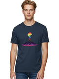 Rainbow-Volcano Mens Graphic Tee, 100% Cotton, Casual Summer Wear Unisex