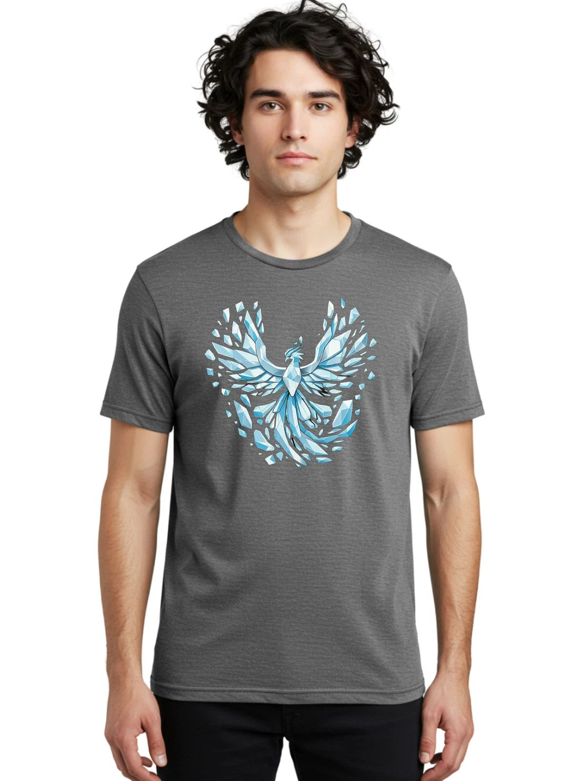 Crystal-Phoenix-1 Mens Graphic Tee, 100% Cotton, Casual Summer Wear Unisex