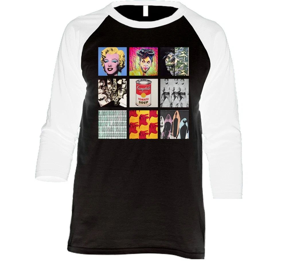 Andy Warhol Art Paintings Trendy Artsy Raglan 3/4 Sleeve Shirt Unisex