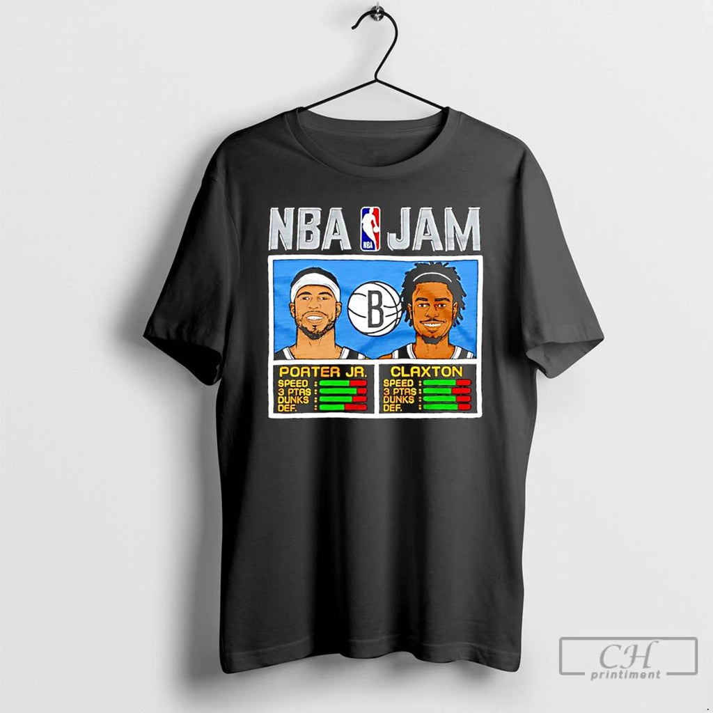 Classic Nba Jam Kevin Porter Jr And Nic Claxton Brooklyn Nets Graphic T Shirts Unisex