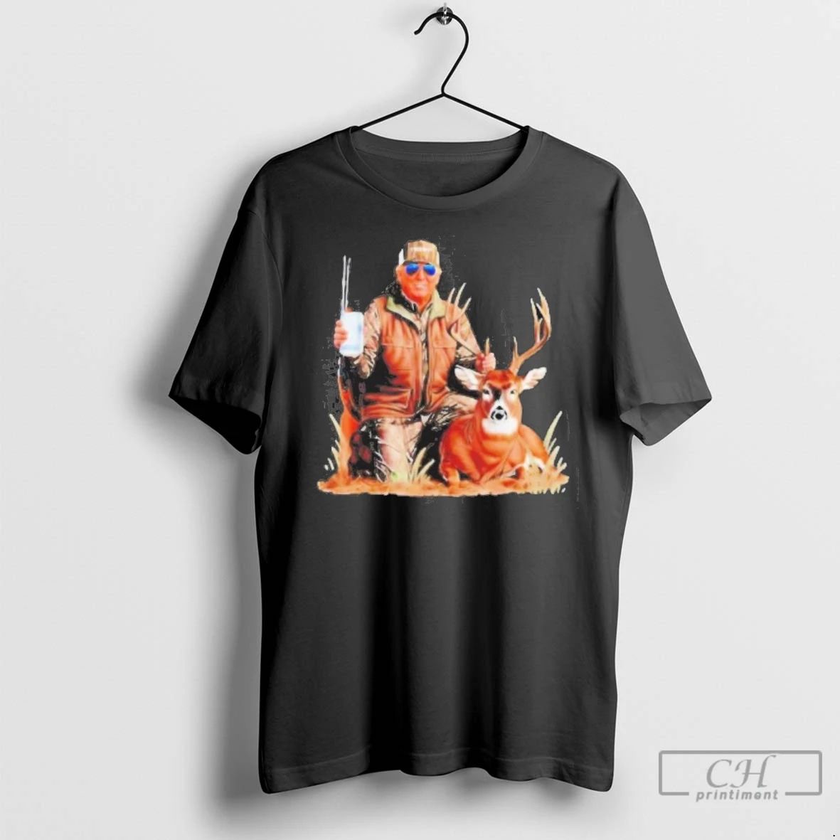Premium Trump Deer Hunting Donald Trump Old School Camouflage Black Unisex