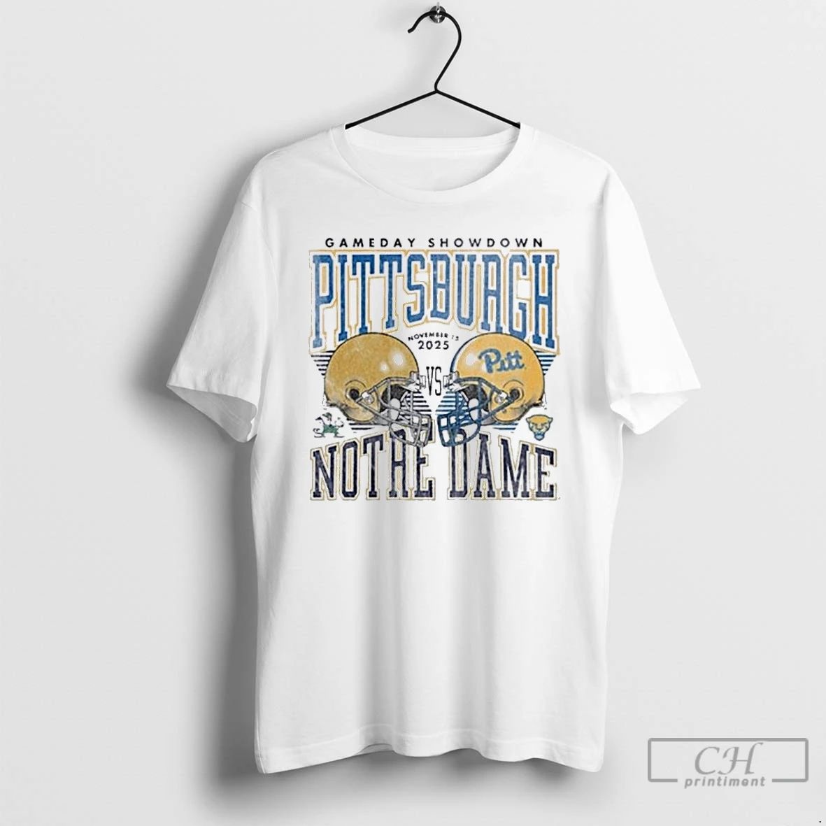 Premium Gameday Showdown 2025 Pittsburgh Vs Notre Dame Matchup T Shirts Unisex