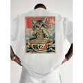 Men's Short-sleeve with Cute Cat Print Loose Fit Stylish Casual Top Unisex