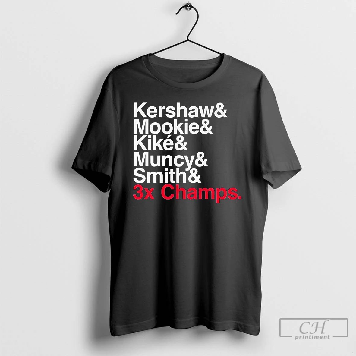 Classic Los Angeles Dodgers 3x Champs Players Names Ampersand T Shirts Unisex