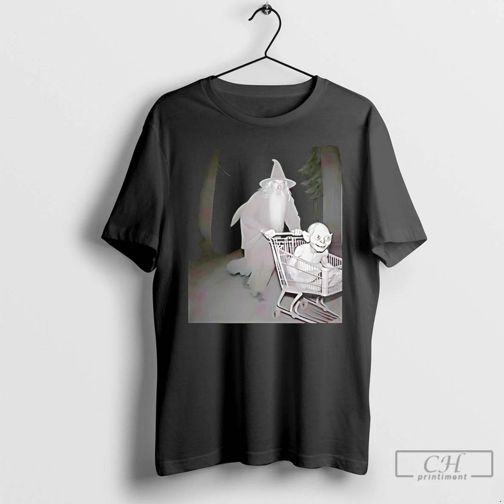 Classic Gandalf Pushing Gollum In Shopping Cart T Shirts Unisex