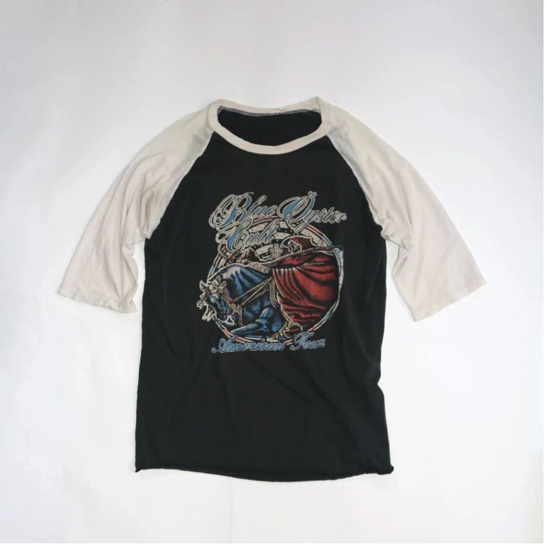 80s vintage PAPER THIN blue oyster cult and rainbow tour raglan rare Unisex