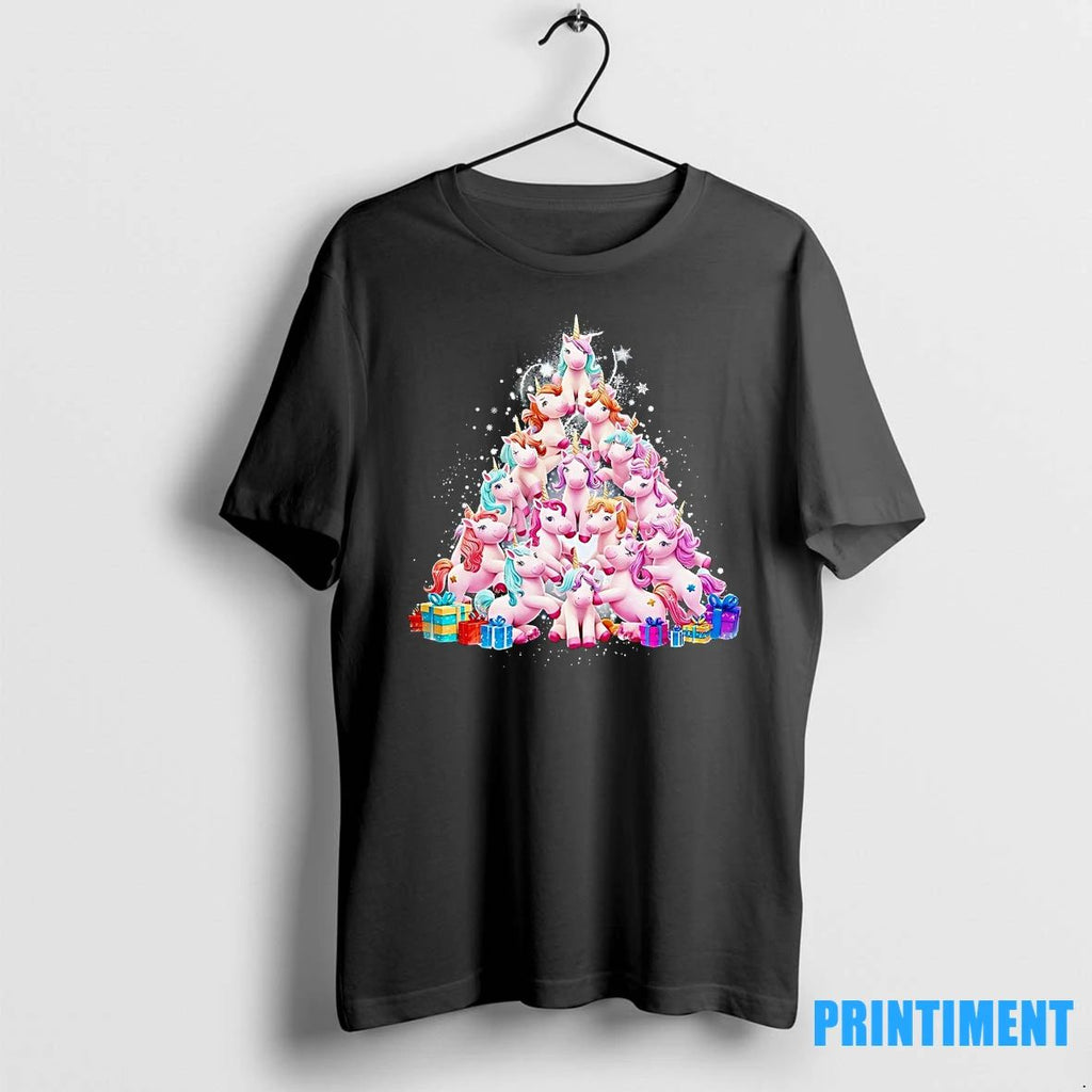 Unicorn Christmas Tree Pyramid Tshirts Sweater Unisex