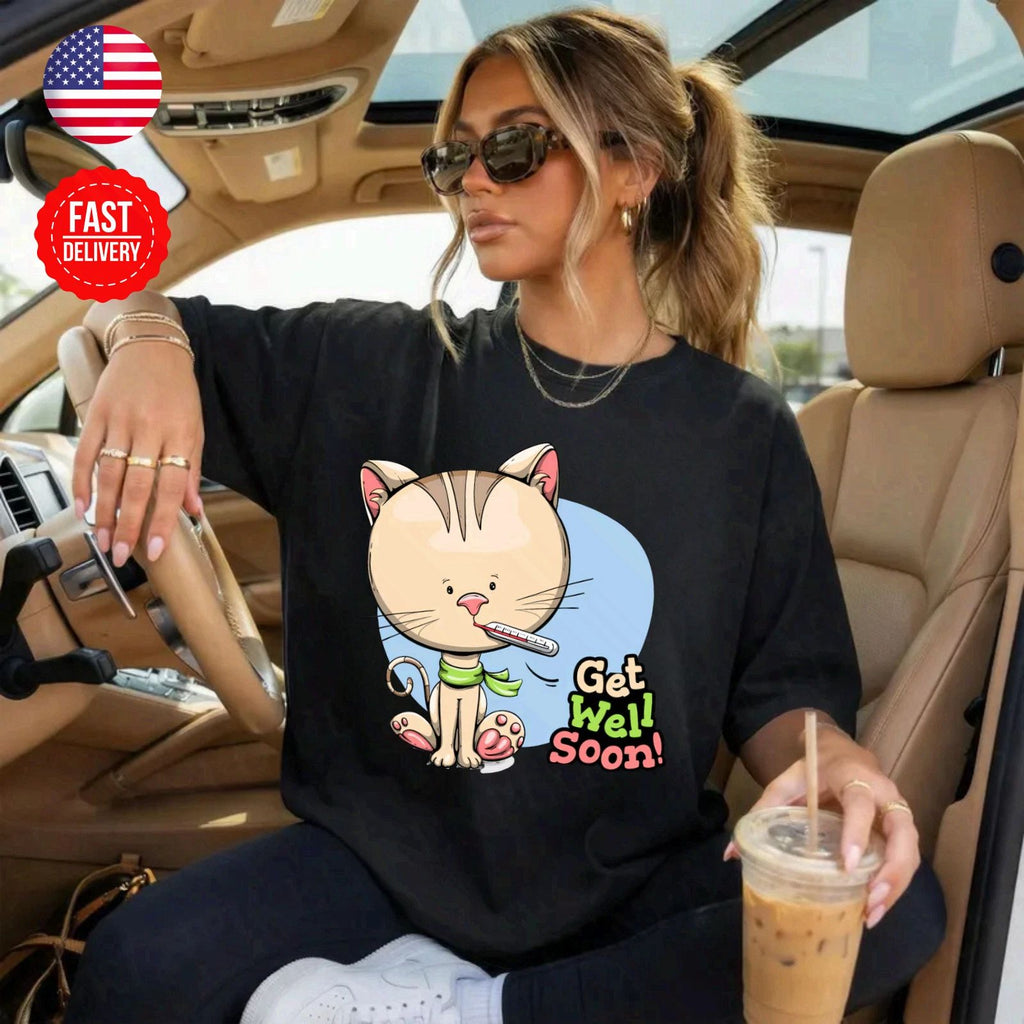 Sick Cat Meme Cute Kitty Humor Graphic Tee S-4XL Unisex