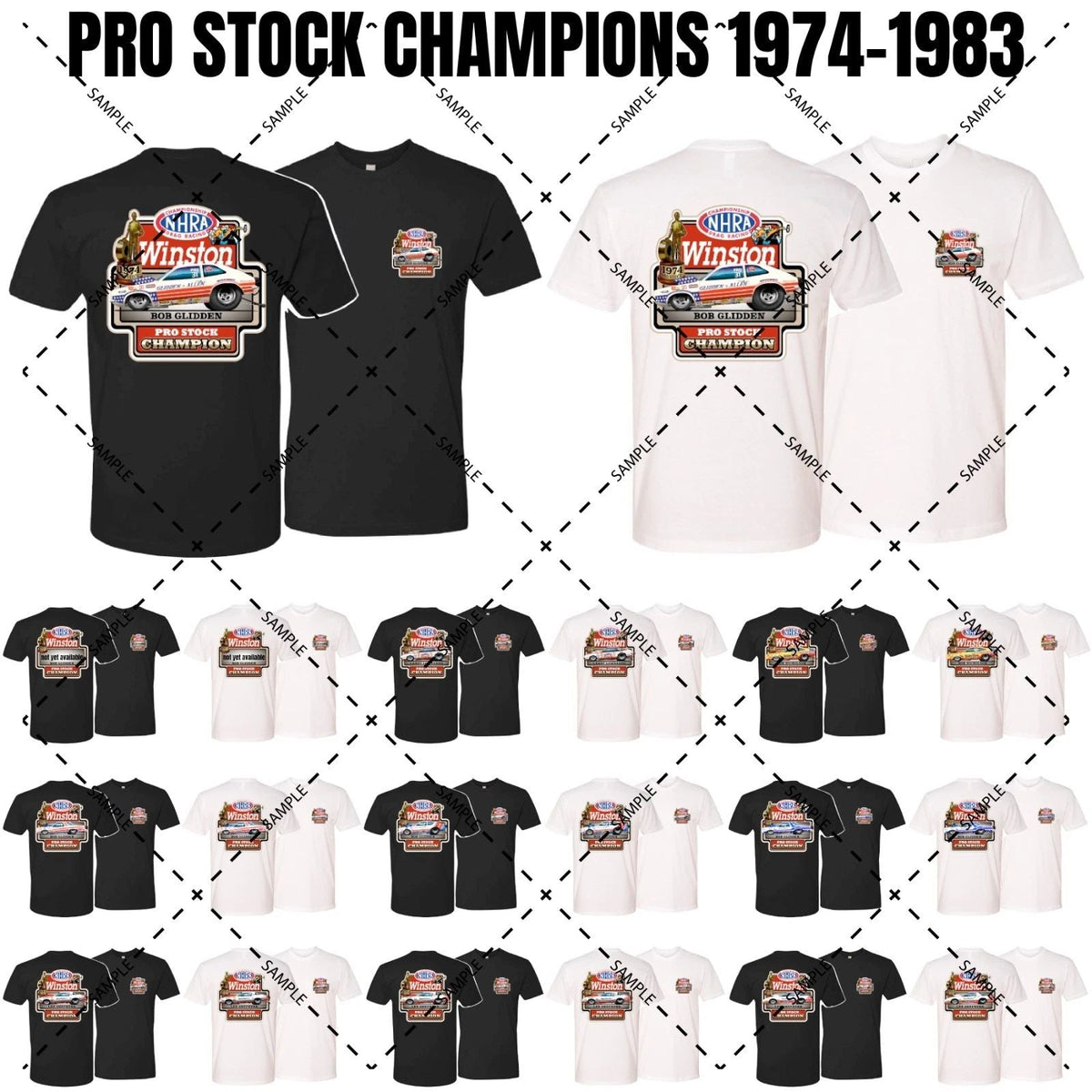NHRA Winston Pro Stock World Champions Shirts 1974 to 1983 (296) Unisex