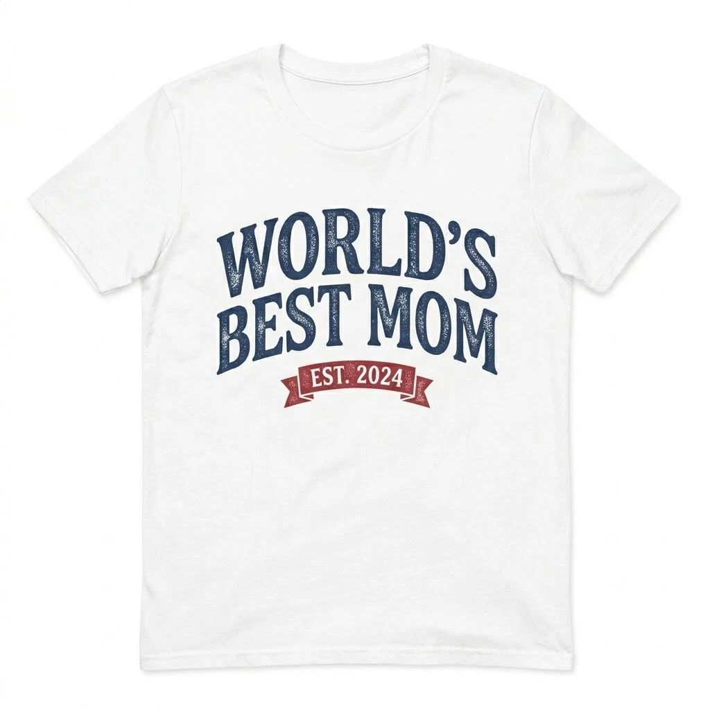 World's Best Mom Est 2024 New Mother Gift Retro Graphic Cotton Tee Top Unisex