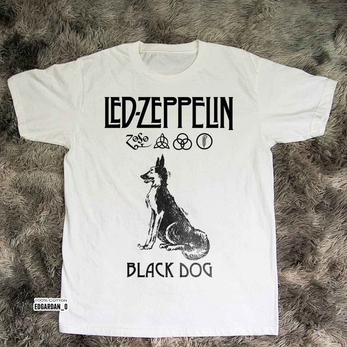 Led Zeppelin Black Dog Album, Heavy Cotton White Unisex Size S-5XL Unisex