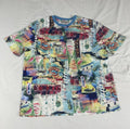 Surf Society Mens Multicolor Overprint Polyester Shirt Sleeve 2X Unisex
