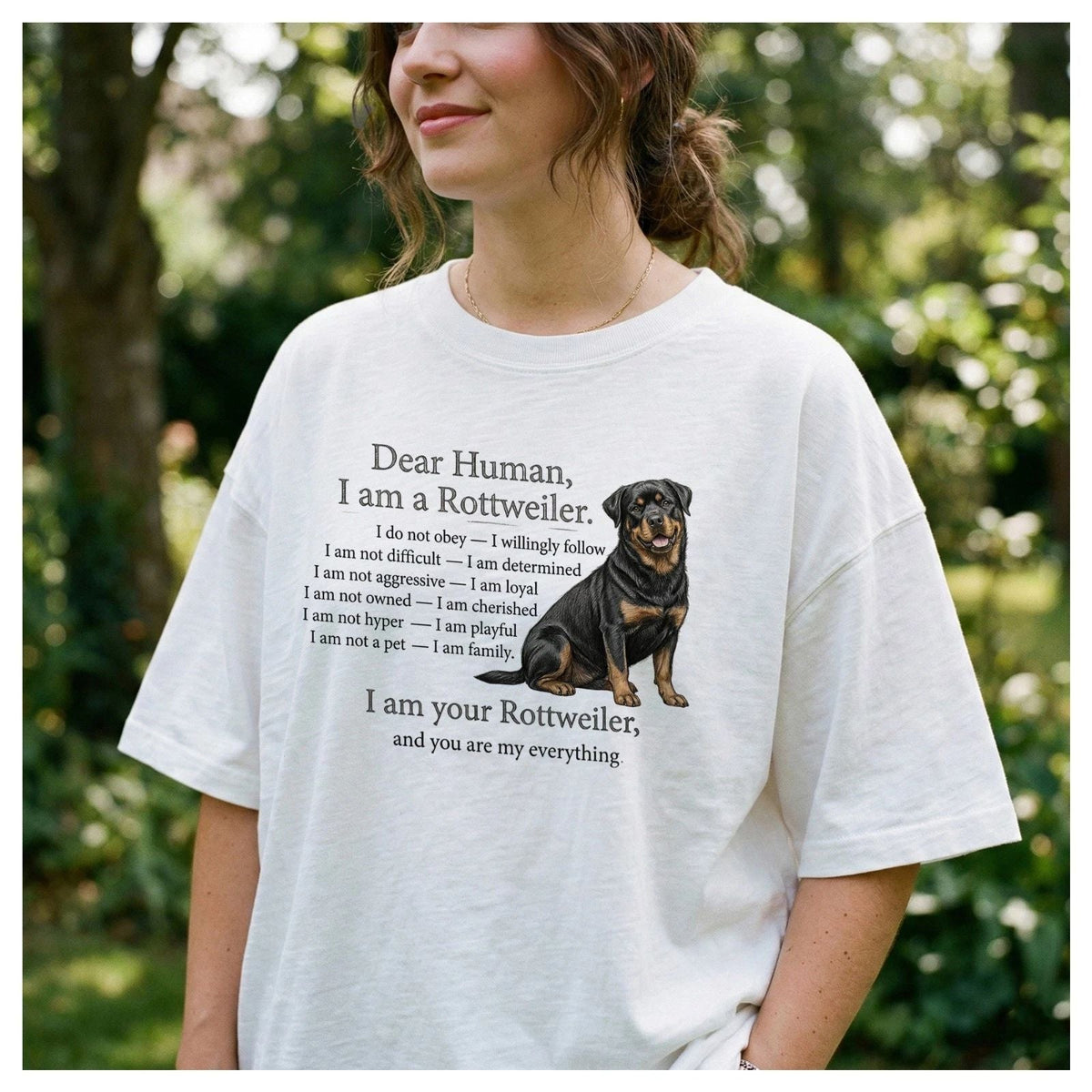 Dear Human I Am a Rottweiler Dog Lover Shirt Cute Rottie Owner Tee Unisex