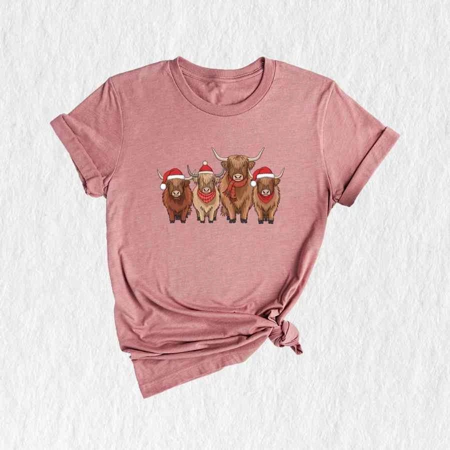 Cows Christmas Shirt, Christmas Highland Cow Shirt, Cute Cows Christmas Shirt, F Unisex