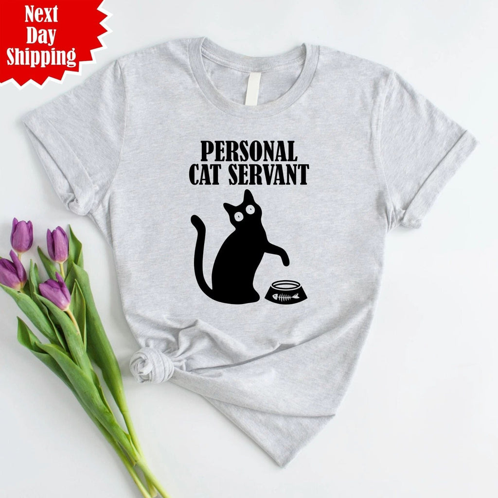 Personal Cat Servant T Shirt Funny Meow Printed Pet Lovers Gift Unisex Tee Tops Unisex