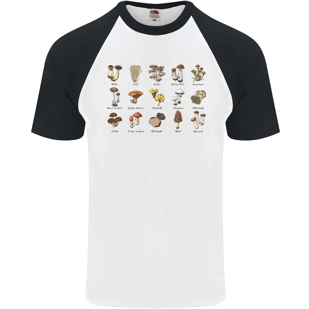 Mushroom Species Foraging Mycology Mens S/S Baseball Unisex