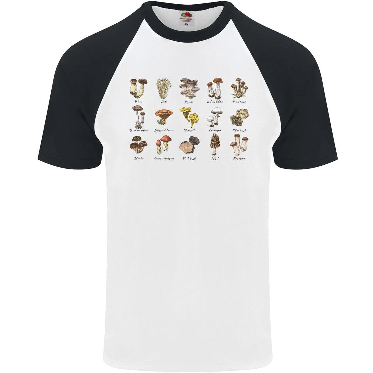 Mushroom Species Foraging Mycology Mens S/S Baseball Unisex