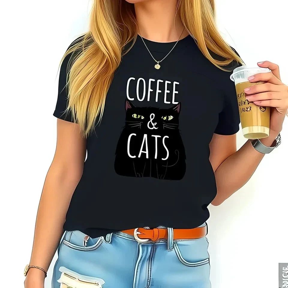 Black Cat Coffee for Cat Lovers - Cute Cartoon Unisex