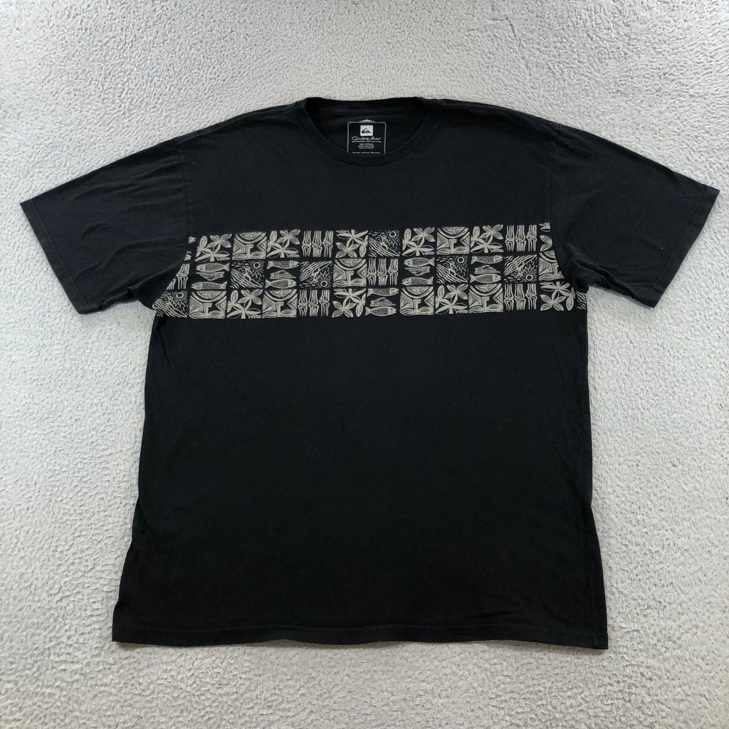 Quiksilver Waterman Collection Shirt Mens XL Black Graphic Print Short Sleeve Unisex