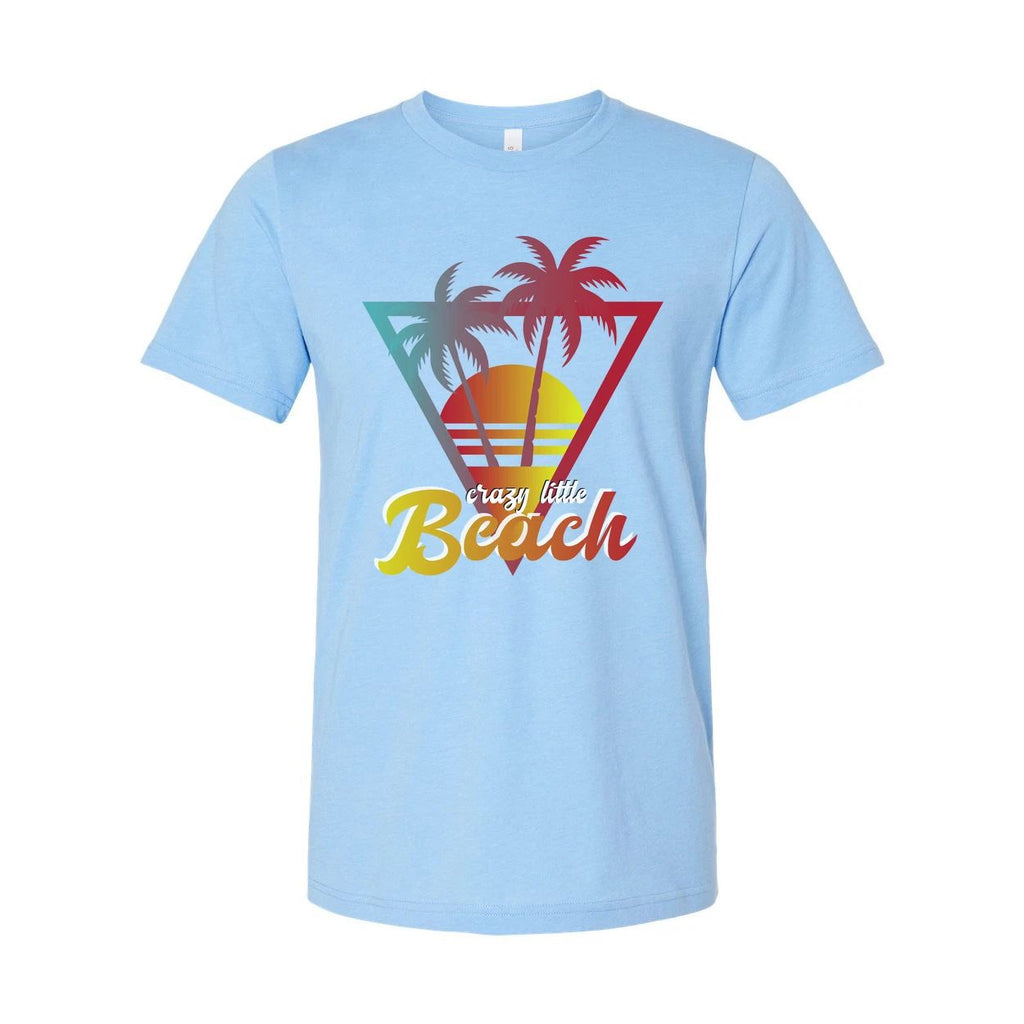 Unisex Surfing Palm Tree Sunset Graphic T Shirt With Beach Scene Artwork In Vivi Unisex