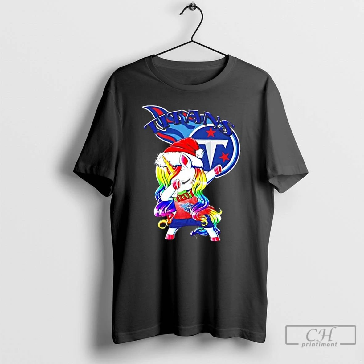 Premium Tennessee Titans X Unicorn Santa Hat Dabbing Merry Christmas T Shirts Unisex