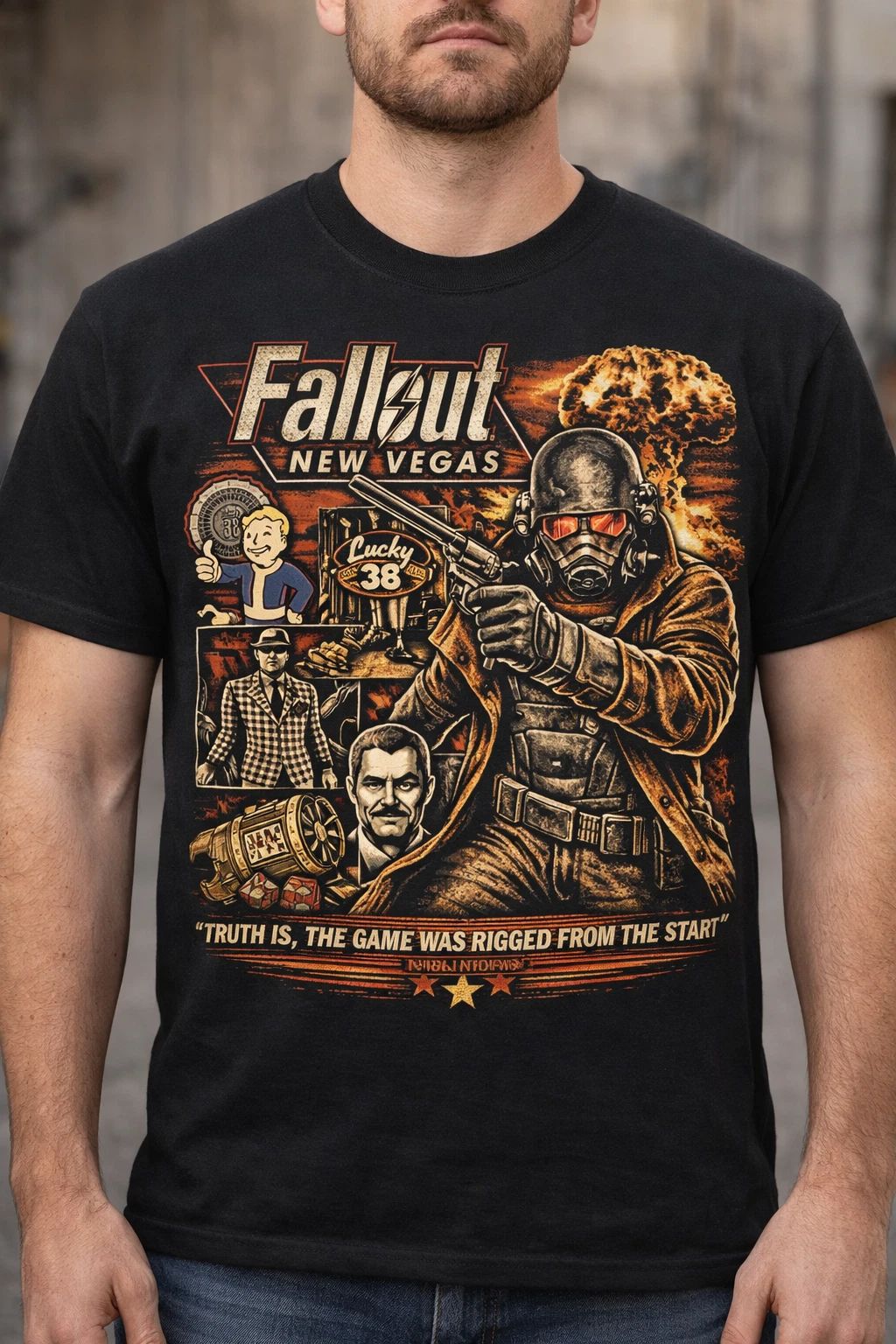 Fallout New Vegas Shirt Retro Gaming Graphic Tee Unisex S-5XL Unisex