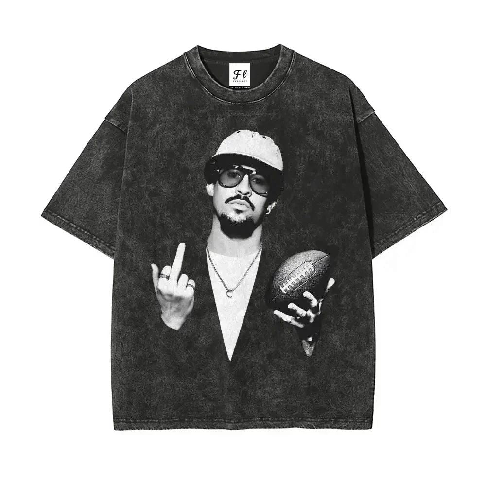 Football Bunny Graphic Oversized Cotton Streetwear Tee Unisex